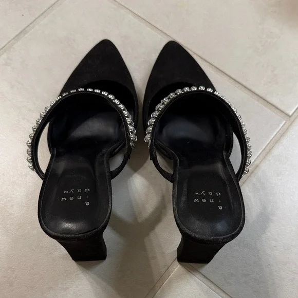 NWOT A New Day Black Heels with Sparkling Strap - Picture 3 of 7